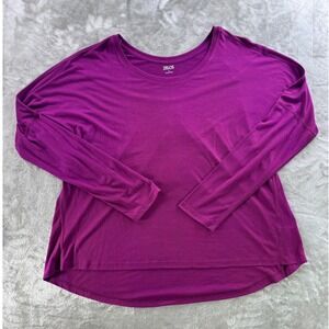 Zelos Long Sleeve Top Womens L Purple Rayon Blend Minimalist Athleisure Casual